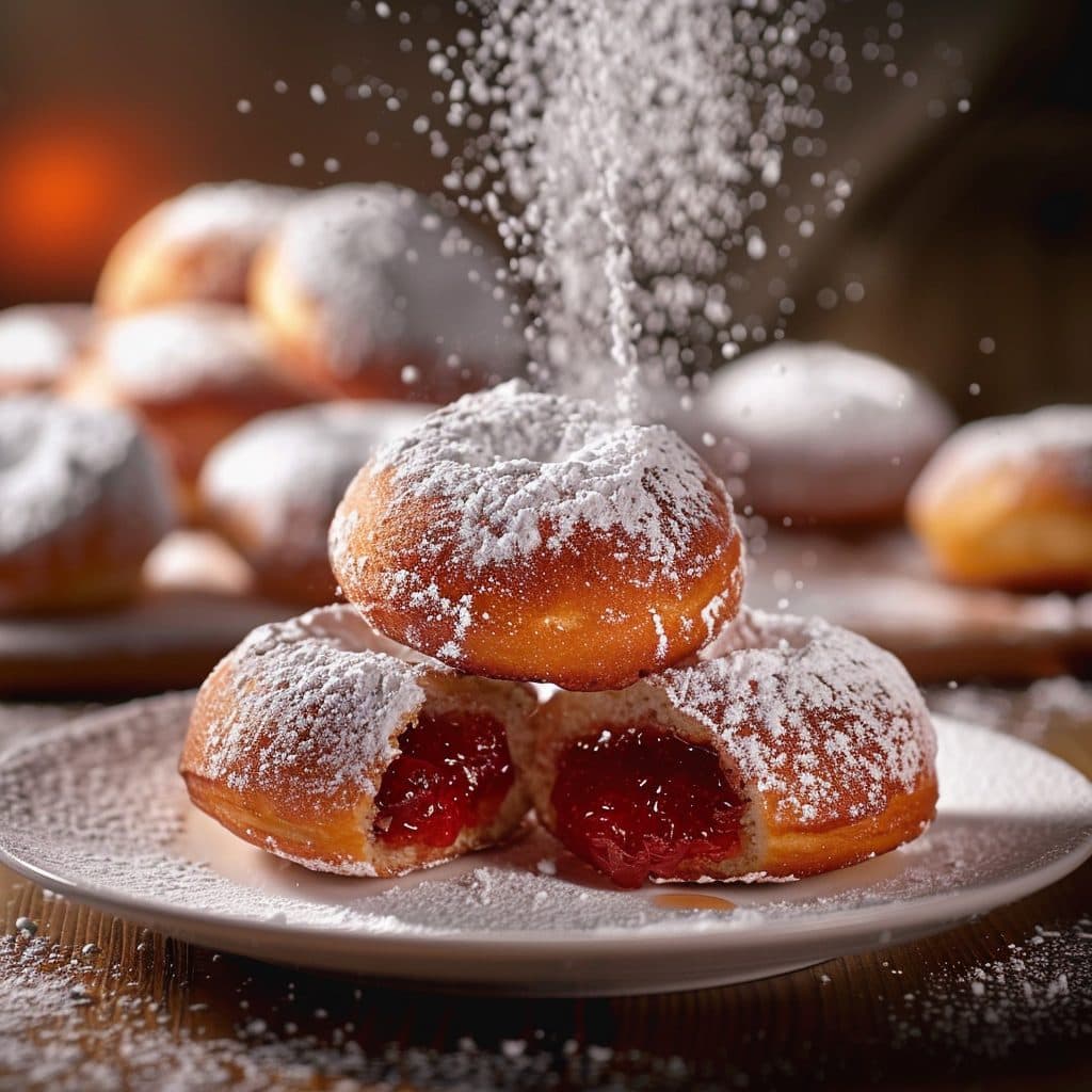 Berliner Pfannkuchen (Krapfen) mit Fruchtaufstrich