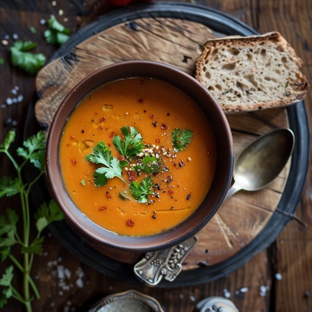 Cremige Rote Linsensuppe mit Kokosmilch