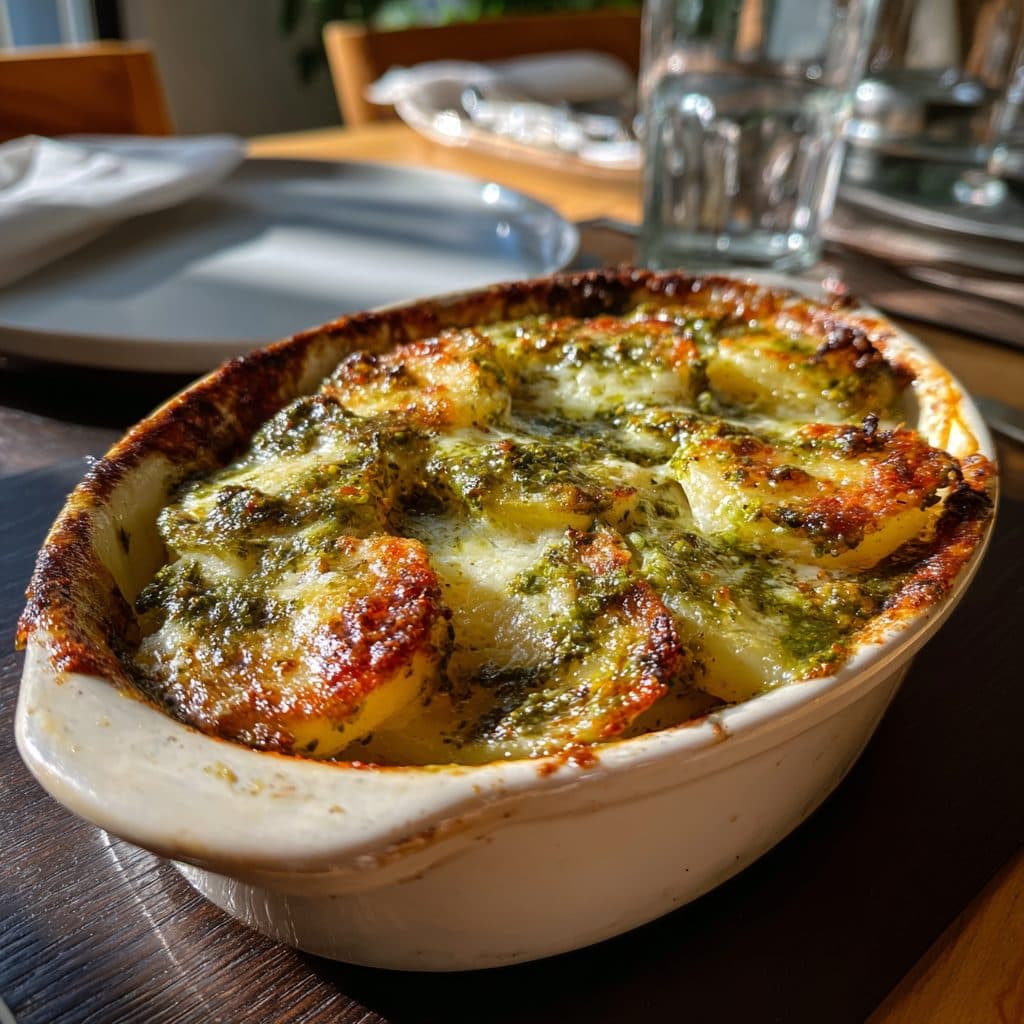 Cremiges Bärlauch-Pesto-Kartoffel-Gratin