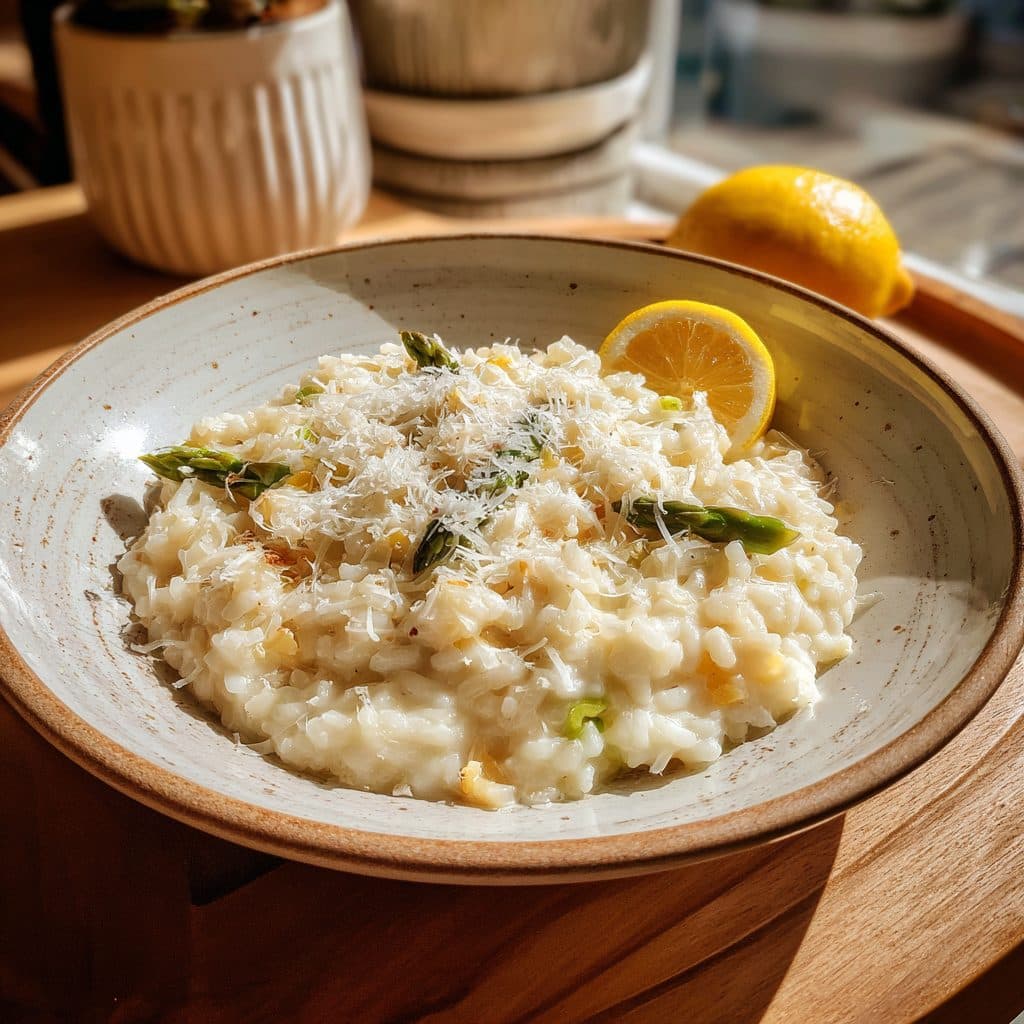 Cremiges Spargelrisotto mit Zitrone und Parmesan