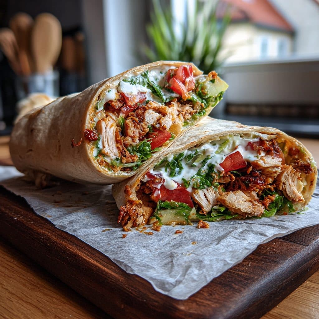 Döner-Style Hähnchen-Wrap mit hausgemachtem Brot
