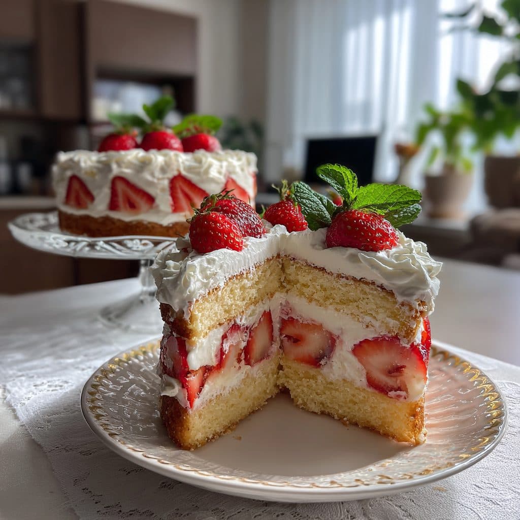 Erdbeer-Biskuit-Torte mit Joghurtcreme (ohne Gelatine)