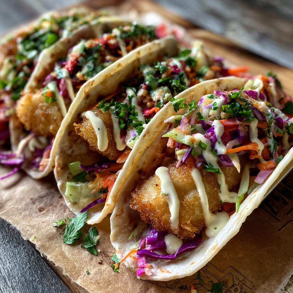 Frische Fisch-Tacos mit Limetten-Creme