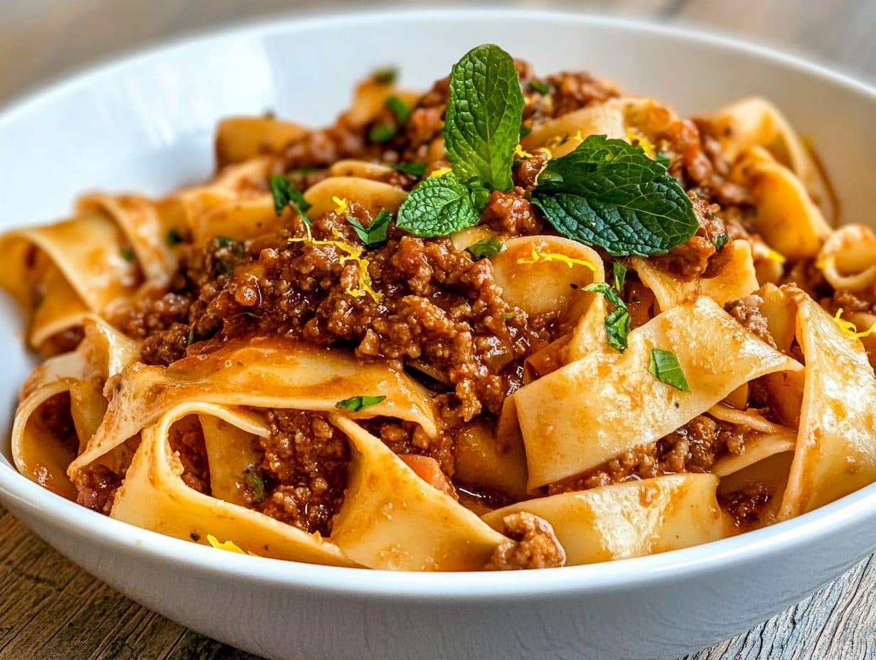 Frühlings-Lamm-Bolognese mit Minze & Zitrone
