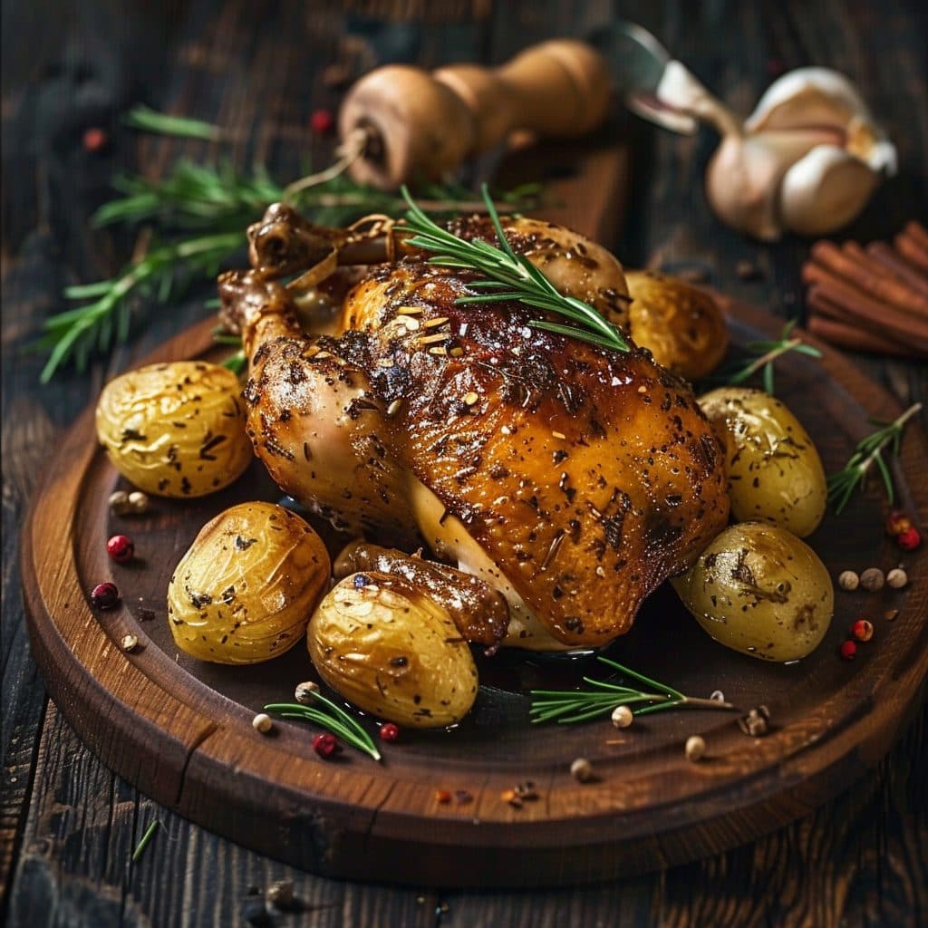 Gebratenes Hähnchen mit Rosmarinkartoffeln