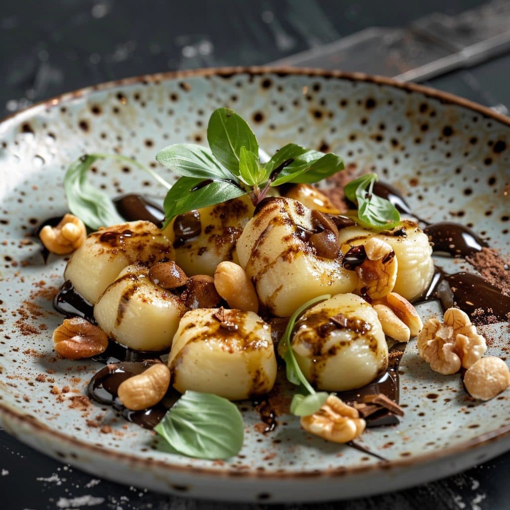 Gorgonzola-Schokoladen-Gnocchi mit Birnen und Walnüssen