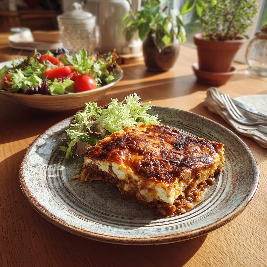 Griechischer Hackfleisch-Rote Bete Auflauf mit Feta und Kritharaki