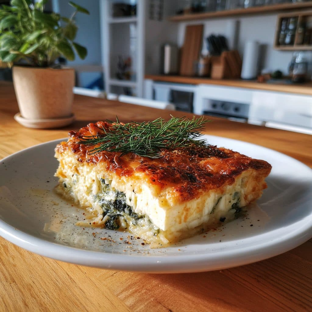 Griechischer Lachs-Feta-Auflauf mit Kritharaki und Spinat
