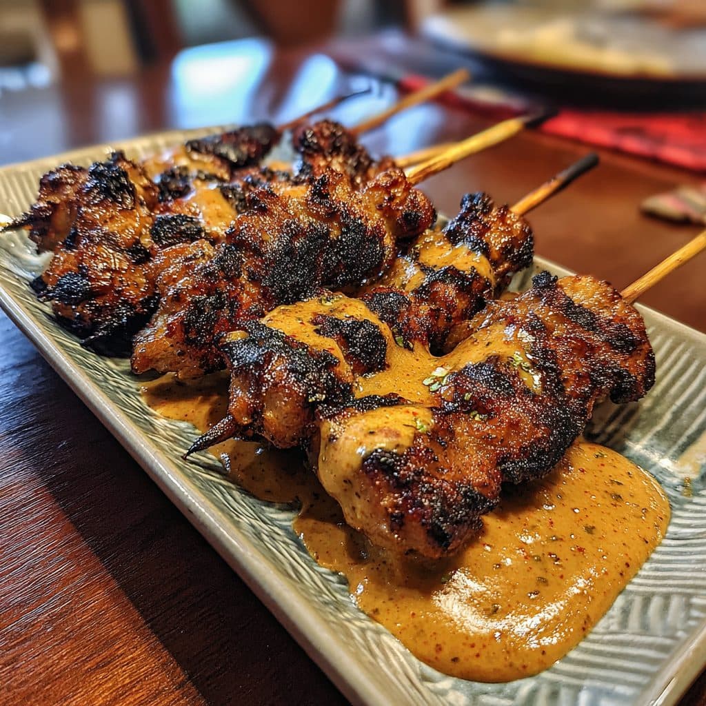 Hähnchen-Saté mit cremiger Erdnusssauce