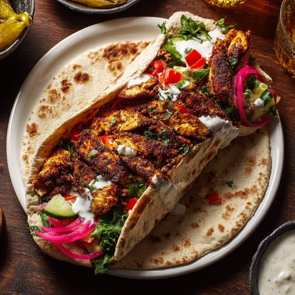 Hähnchen-Shawarma mit Knoblauchsauce