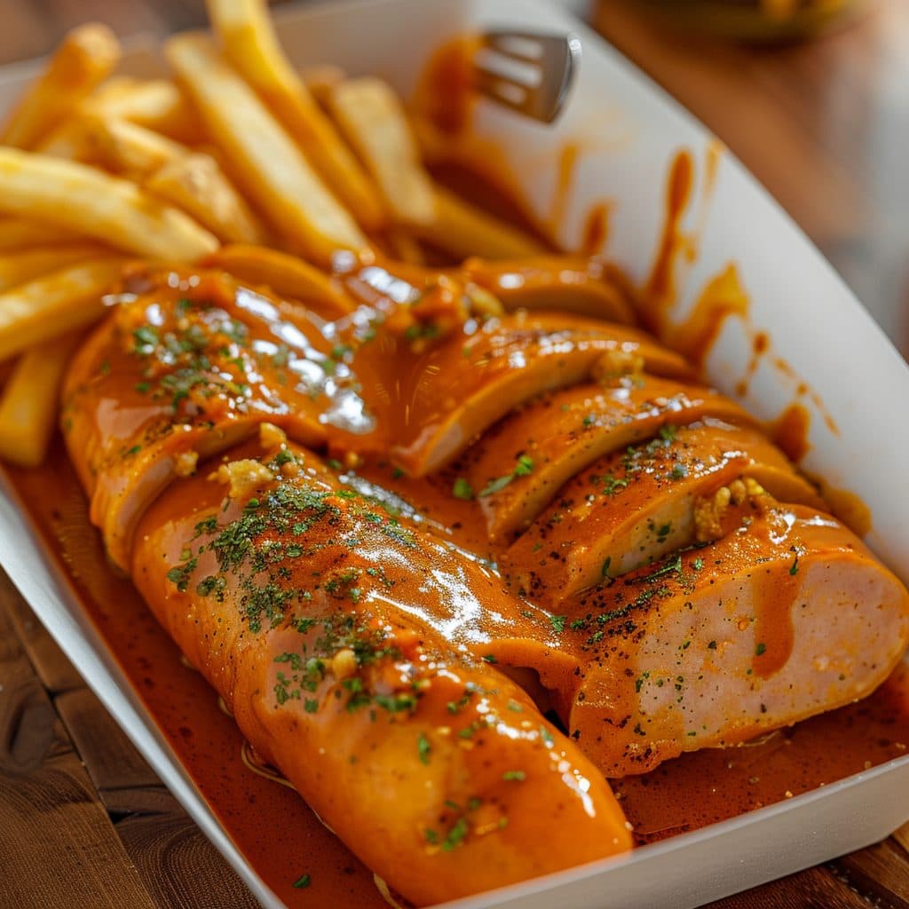 Hähnchen-Currywurst mit hausgemachter Currysauce