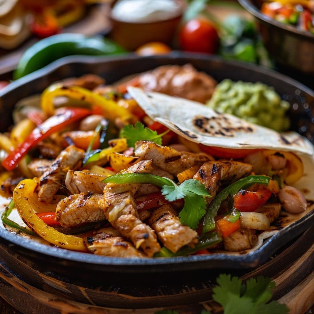 Hähnchen Fajitas mit Paprika und Zwiebeln