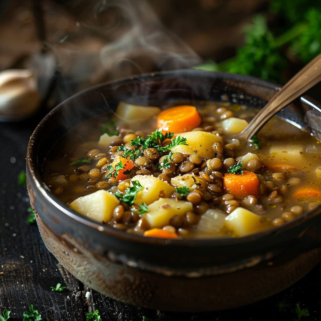 Herzhafte Linsensuppe mit Gemüse
