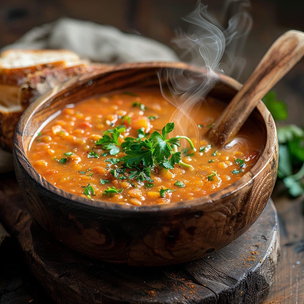 Herzhafte Linsensuppe mit viel Gemüse