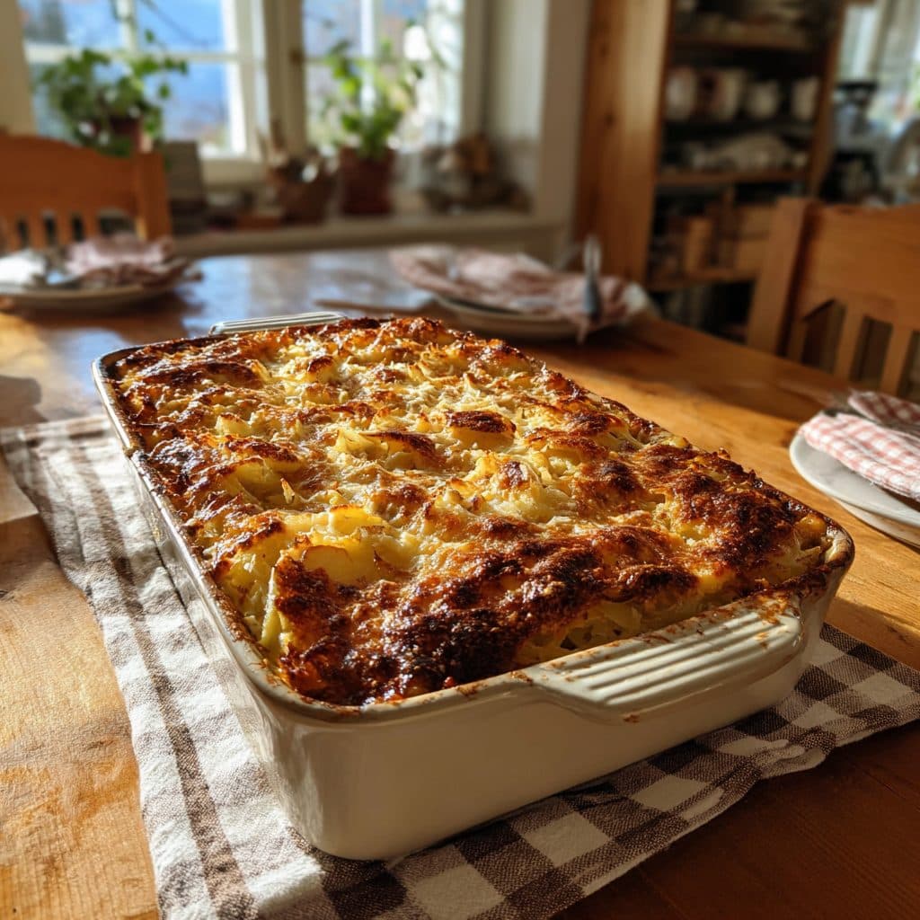 Herzhafter Krautauflauf mit Hackfleisch und Kartoffeln
