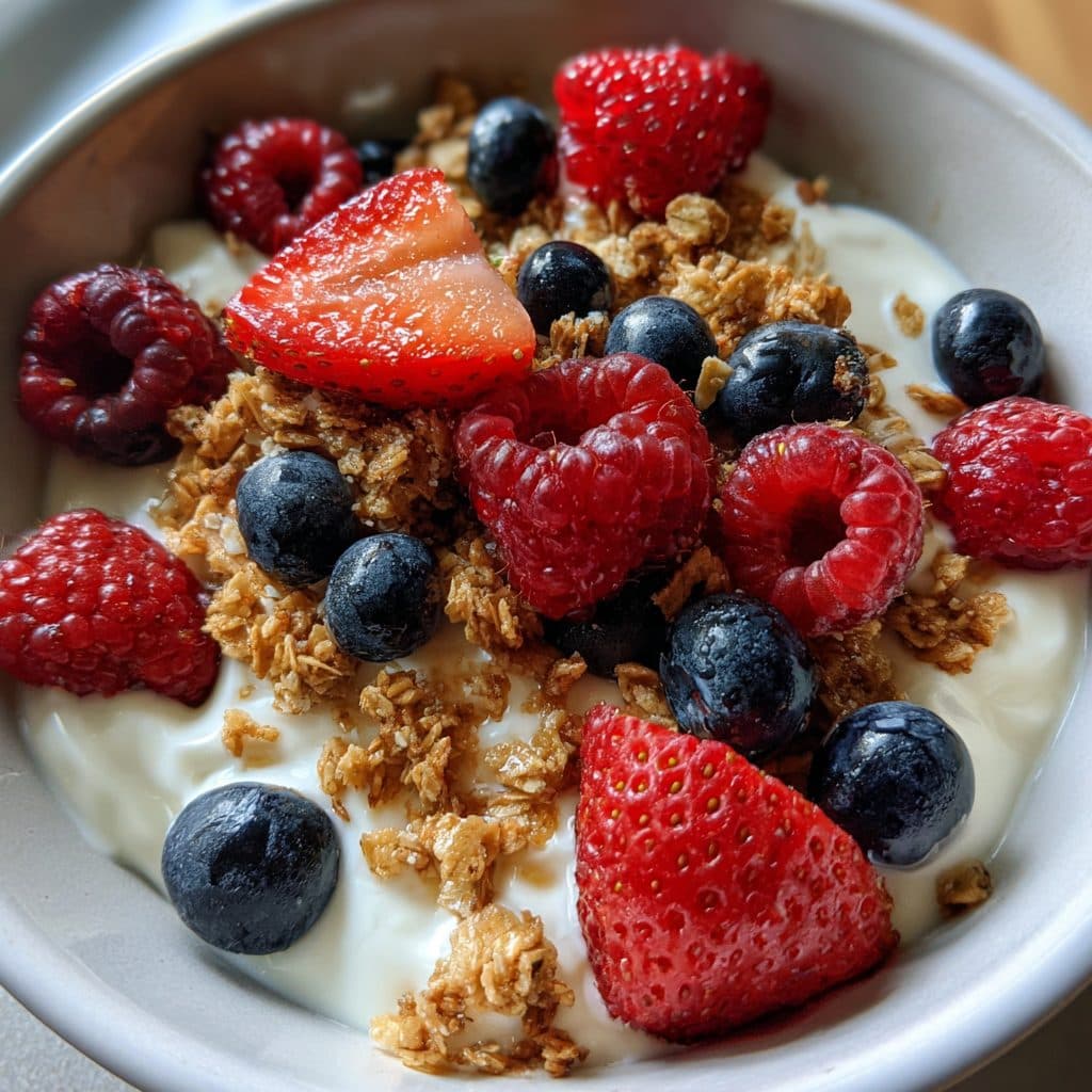 Joghurt-Granola-Becher mit Waldbeeren