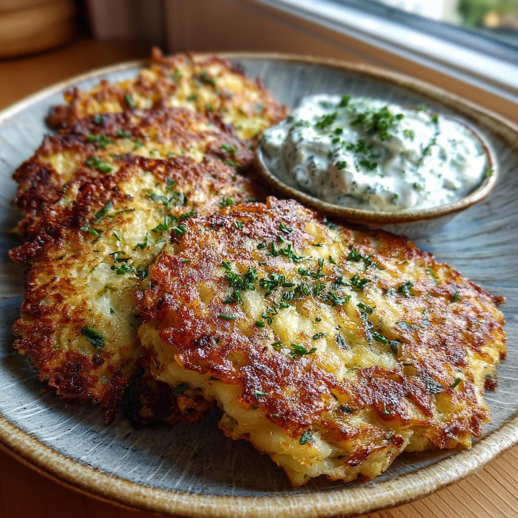Kartoffel-Feta-Puffer mit Kräuterquark