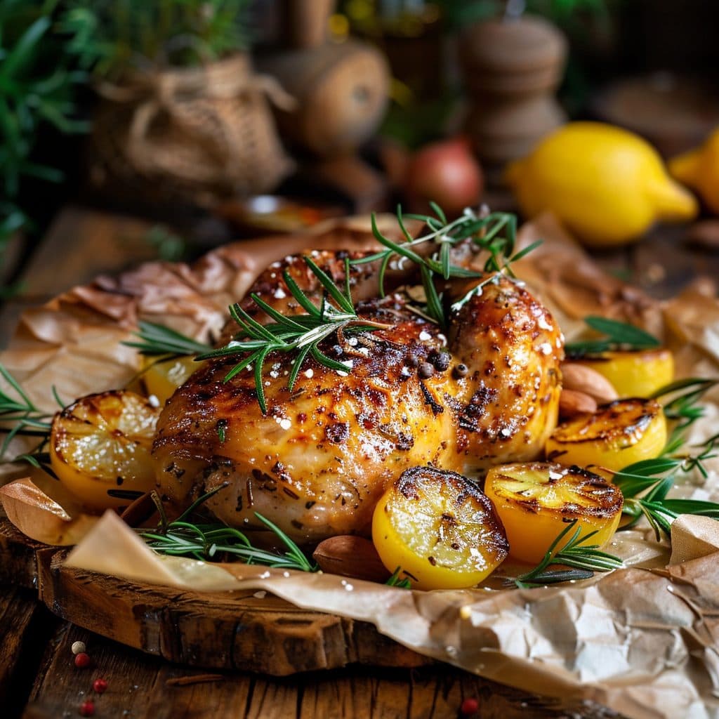 Knusprige Ofen-Hähnchenschenkel mit Rosmarin-Kartoffeln