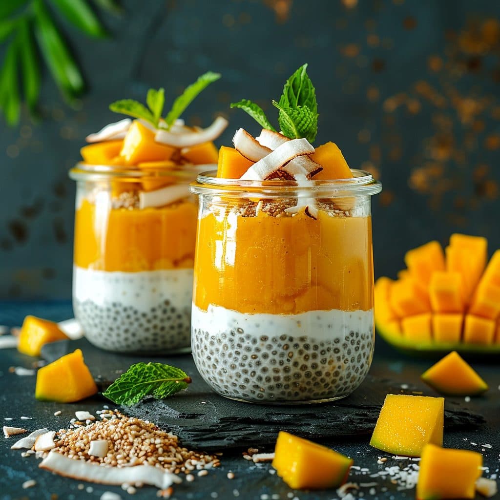 Kokos-Mango-Pudding mit Chia-Samen