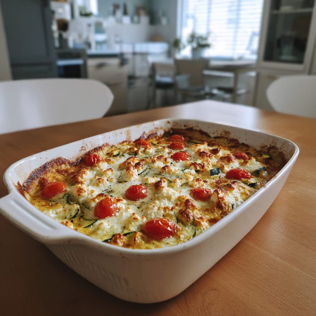 Low-Carb Hähnchen-Zucchini-Gratin mit Feta und Tomaten