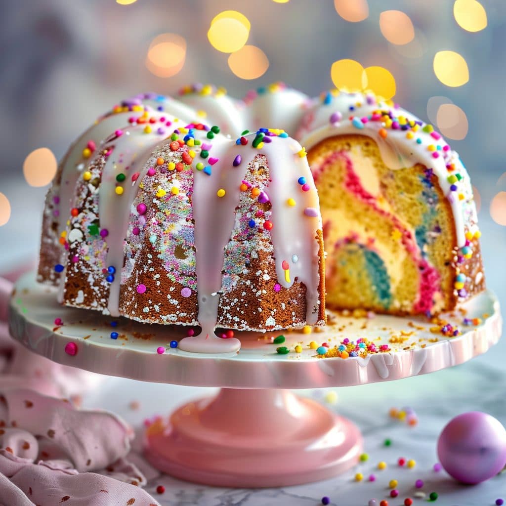 Marmorkuchen mit bunter Faschingsglasur