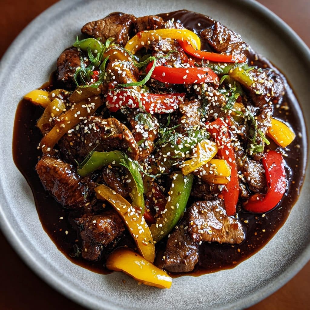 Rinderfilet-Streifen in Teriyaki-Sauce