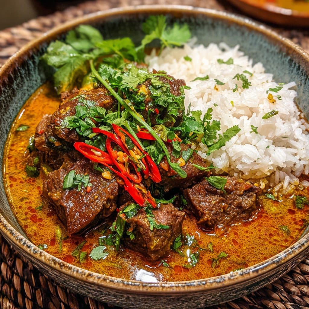 Scharfes Rotes Thai-Curry mit Rind