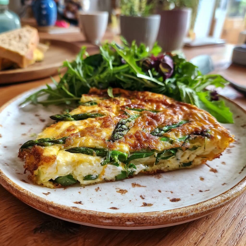 Spargel-Frittata mit Kräutern und Ziegenkäse