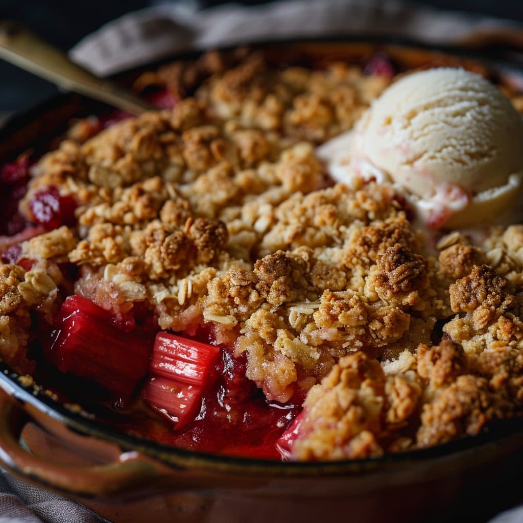 Veganer Erdbeer-Rhabarber-Crumble